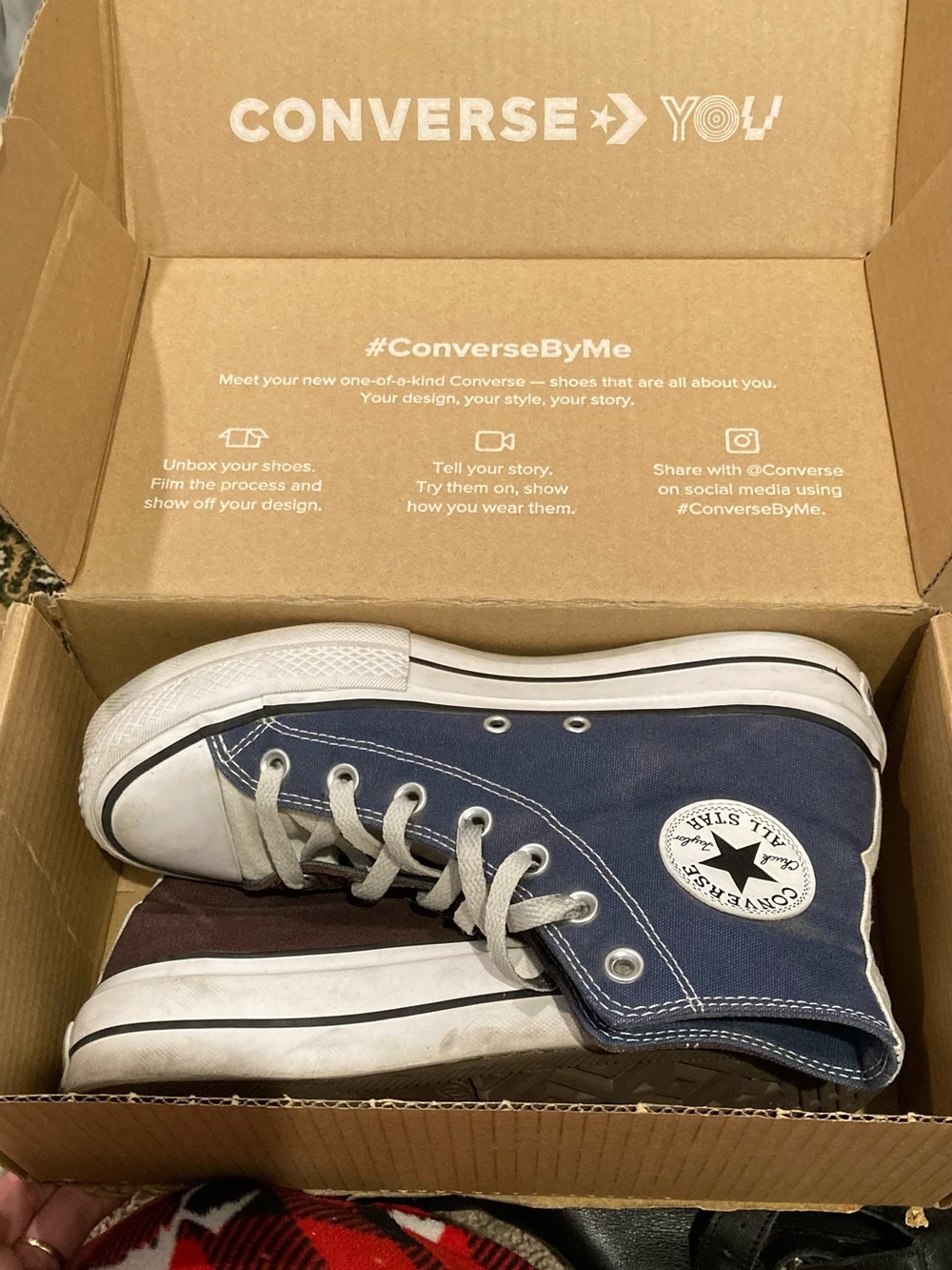 Converse Chuck Taylor All Star High Top Sneakers Blue Brown White Canvas